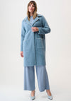Joseph Ribkoff Pearl Trim Feather Yarn Knit Coat, Blue