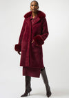 Joseph Ribkoff Feather Yarn Faux Fur Cuff Coat, Wine