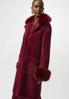 Joseph Ribkoff Feather Yarn Faux Fur Cuff Coat, Wine