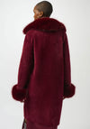 Joseph Ribkoff Feather Yarn Faux Fur Cuff Coat, Wine