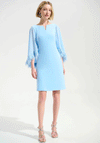 Joseph Ribkoff Fringed Cape Pencil Dress, Light Blue