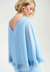 Joseph Ribkoff Fringed Cape Pencil Dress, Light Blue