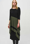 Joseph Ribkoff Contrast Panel Midi Dress, Black & Green