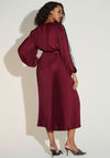 Joseph Ribkoff Pleated Satin Fit & Flare Dress, Wine