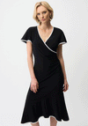 Joseph Ribkoff Silky Knit Wrap Contrast Dress, Black