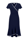 Joseph Ribkoff Silky Knit Wrap Contrast Dress, Navy