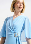 Joseph Ribkoff Wrap Chiffon Cape Dress, Light Blue