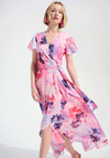 Joseph Ribkoff Floral Chiffon Wrap Dress, Pink