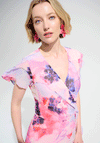 Joseph Ribkoff Floral Chiffon Wrap Dress, Pink