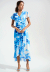 Joseph Ribkoff Floral Chiffon Wrap Dress, Blue