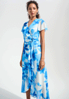 Joseph Ribkoff Floral Chiffon Wrap Dress, Blue