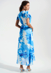 Joseph Ribkoff Floral Chiffon Wrap Dress, Blue