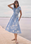 Joseph Ribkoff Floral Striped Fit and Flare Dress, Blue