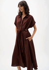 Joseph Ribkoff Linen Belted Shirt Dress, Brown