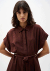 Joseph Ribkoff Linen Belted Shirt Dress, Brown