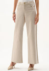 Joseph Ribboff Featherweave™ Rhinestone Wide Leg Jeans, Beige