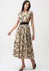 Joseph Ribkoff Abstract Print Zip Front Dress, Beige