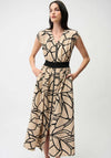 Joseph Ribkoff Abstract Print Zip Front Dress, Beige