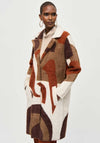 Joseph Ribkoff Abstract Faux Fur Knit Coat, Brown