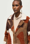Joseph Ribkoff Abstract Faux Fur Knit Coat, Brown