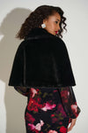 Joseph Ribkoff Faux Fur Cape with Brooch, Black