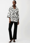 Joseph Ribkoff Seersucker Abstract Print Trapeze Jacket, White