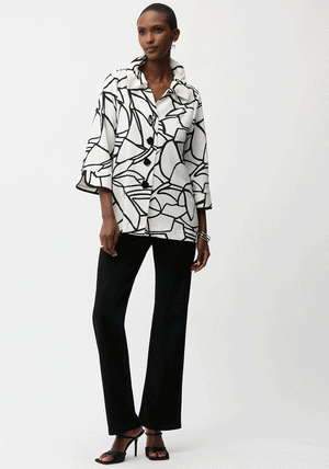 Joseph Ribkoff Seersucker Abstract Print Trapeze Jacket, White