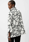 Joseph Ribkoff Seersucker Abstract Print Trapeze Jacket, White