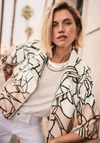 Joseph Ribkoff Faux Suede Printed Swing Jacket, White and Beige