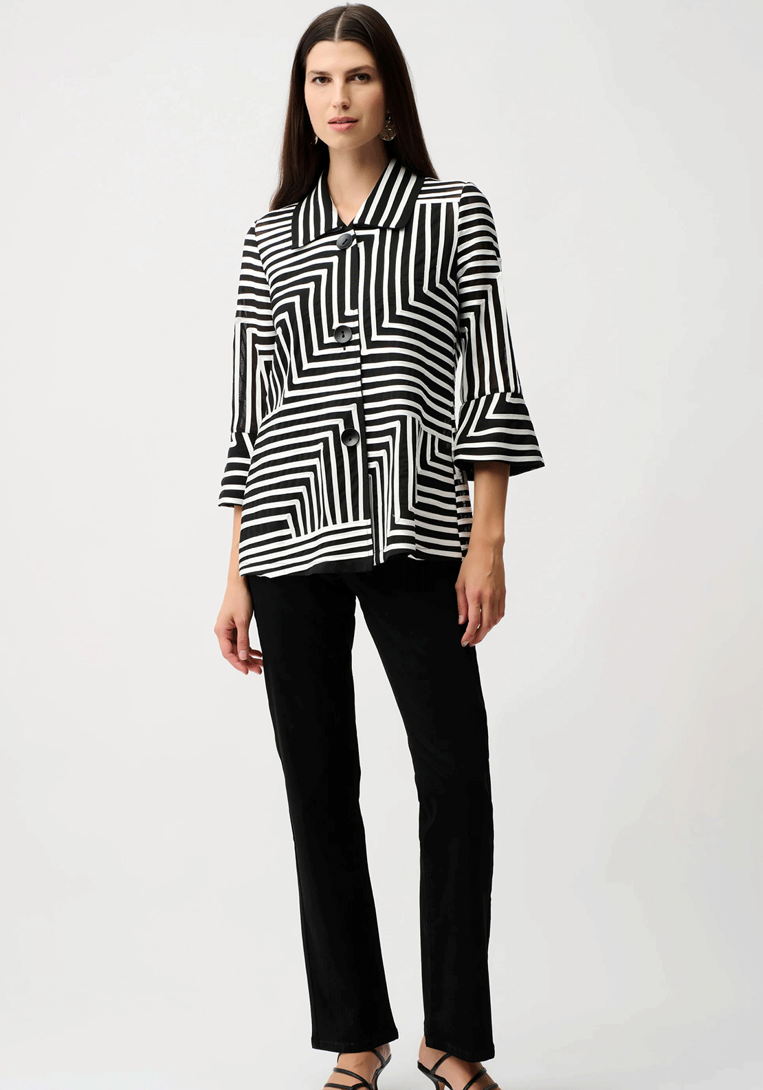Joseph Ribkoff Textured Striped Jacket, Black and White