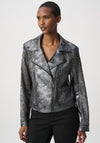 Joseph Ribkoff Faux Suede Knit Biker Jacket, Grey
