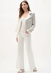 Joseph Ribkoff Metallic Knit Contrast Moto Jacket, Silver