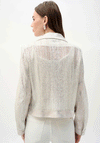 Joseph Ribkoff Metallic Knit Contrast Moto Jacket, Silver