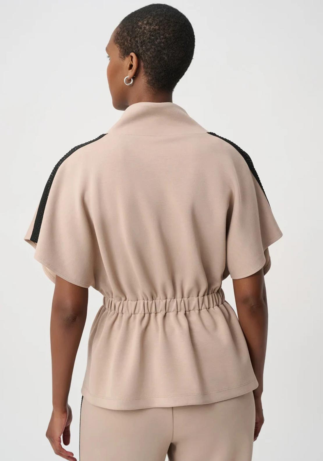 Joseph Ribkoff Short Sleeve Zip Jacket, Beige