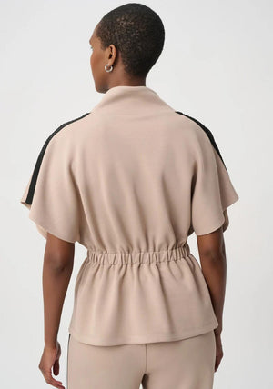 Joseph Ribkoff Short Sleeve Zip Jacket, Beige