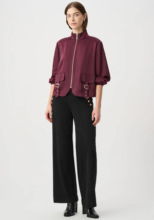 Joseph Ribkoff Satin Zip Jacket, Wine