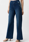 Joseph Ribkoff Button Detail Wide Leg Trousers, Blue