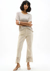 Joseph Ribkoff Repreve® Embroidered Straight Leg Jeans, Beige