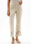 Joseph Ribkoff Repreve® Embroidered Straight Leg Jeans, Beige