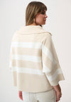 Joseph Ribkoff Striped Zip Neck Jumper, Beige