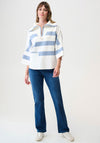 Joseph Ribkoff Striped Zip Neck Jumper, White & Blue