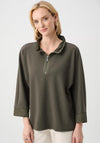Joseph Ribkoff Knitted Relaxed Half Zip Jumper, Green