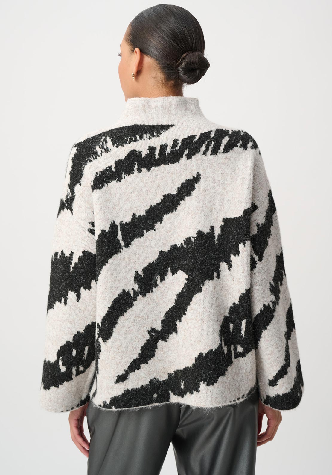 Joseph Ribkoff Jacqaurd High Neck Jumper, Stone