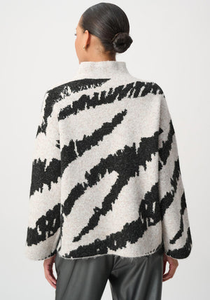 Joseph Ribkoff Jacqaurd High Neck Jumper, Stone