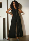Joseph Ribkoff Rhinestone Trim Wide Leg Jumpsuit, Black