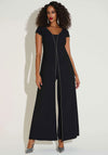 Joseph Ribkoff Rhinestone Trim Wide Leg Jumpsuit, Black