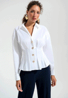 Joseph Ribkoff Taffeta Fit and Flare Blouse, White