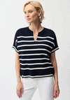 Joseph Ribkoff Striped Stretch Knit Top, Navy