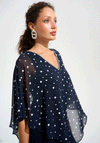 Joseph Ribkoff Polka Dot Chiffon Overlay Top, Navy