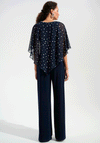 Joseph Ribkoff Polka Dot Chiffon Overlay Top, Navy